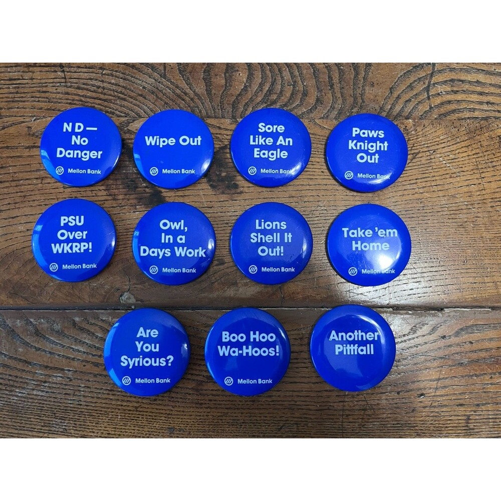 1988 PENN STATE MELLON BANK COMPLETE FOOTBALL SEASON SLOGAN BUTTON SET